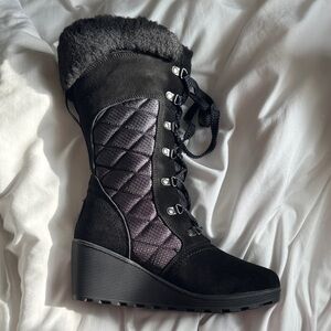 Women's Black Bearpaw Quilted Winter Boots